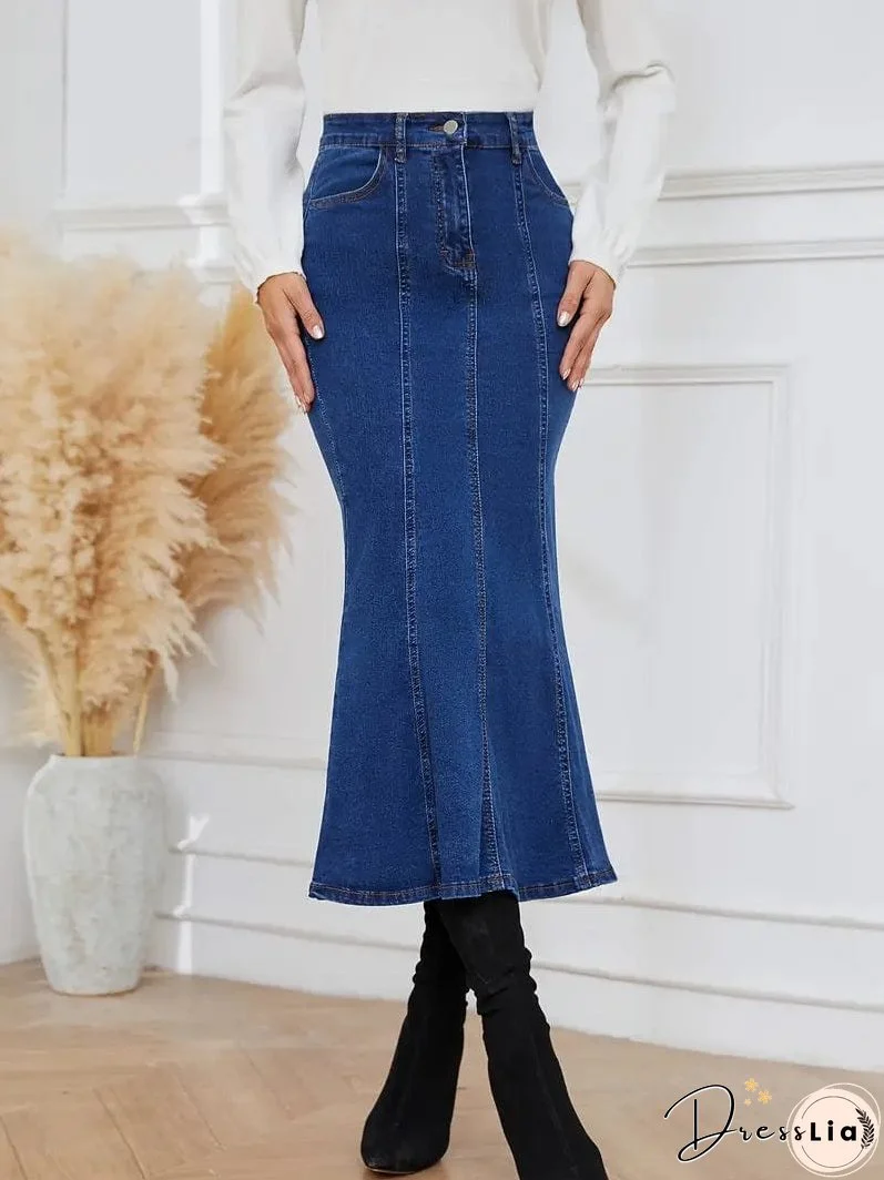 Figure-Flattering Denim Skirt