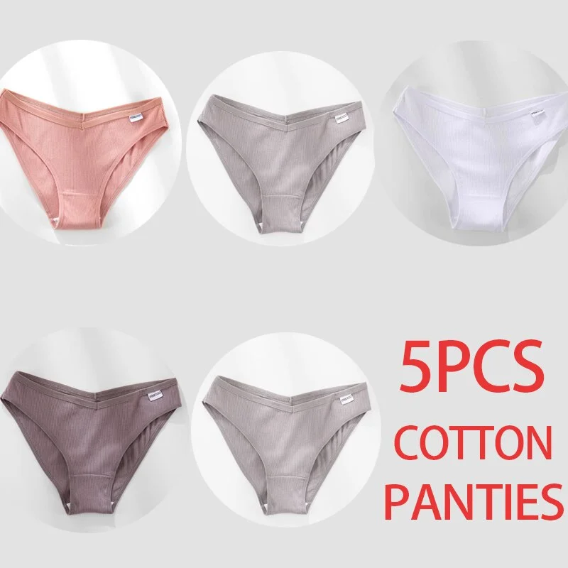 5PCS/Set Women Panties Cotton Underwear Female Panties Solid Color Underpants Sexy Lingerie Pantys for Woman Briefs Intimates