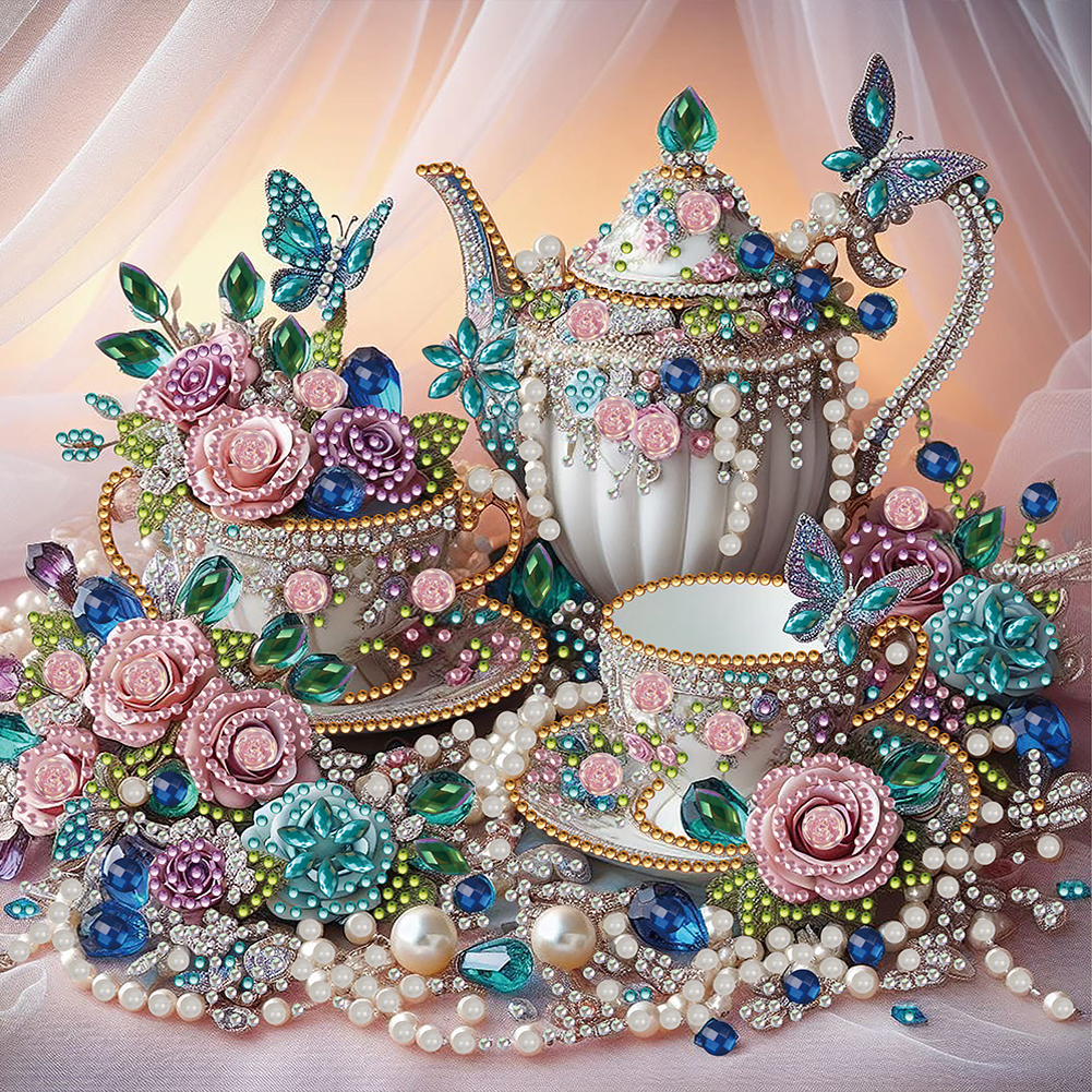 Exquisite Afternoon Tea 30*30cm(canvas) special shaped drill diamond painting