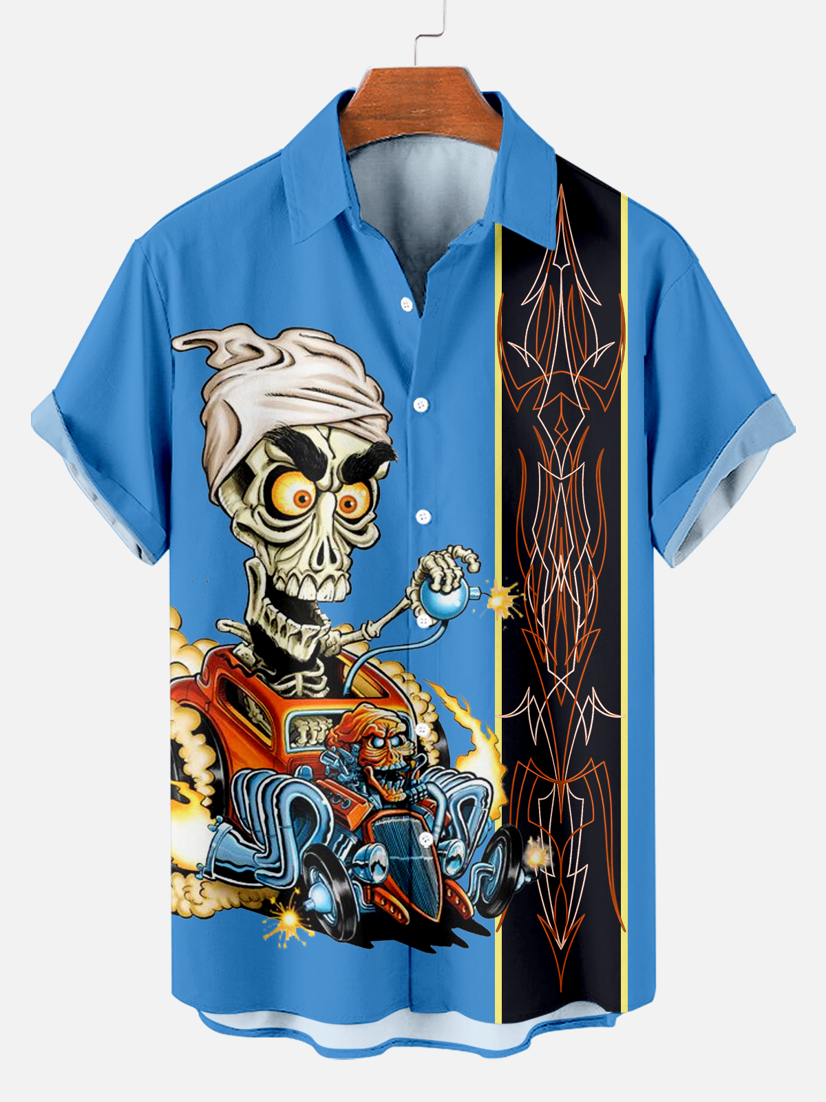 Men's modified car skull print shirt PLUSCLOTHESMAN