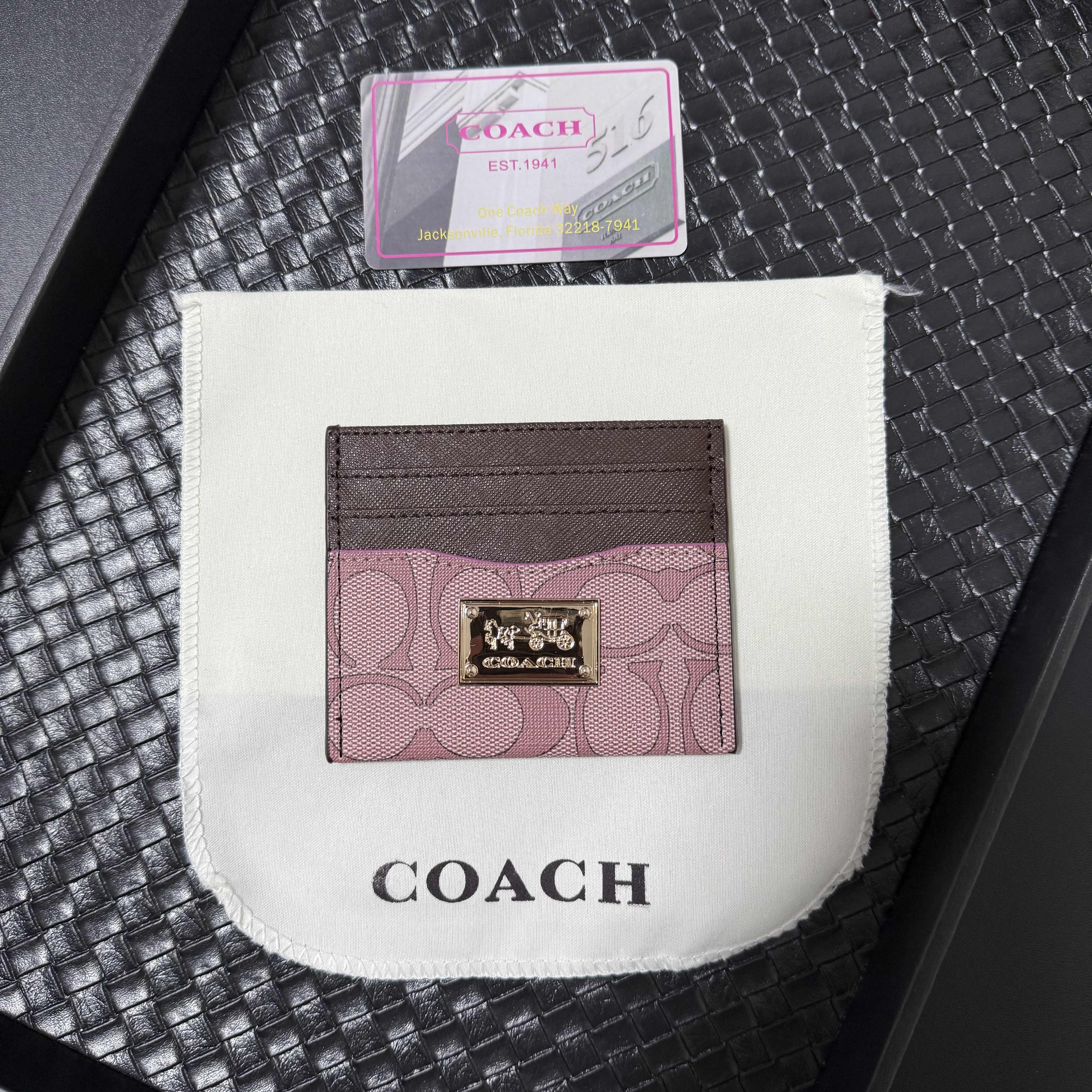 Quiet Luxury Coach Embossed Signature Leather Slim Cardholder