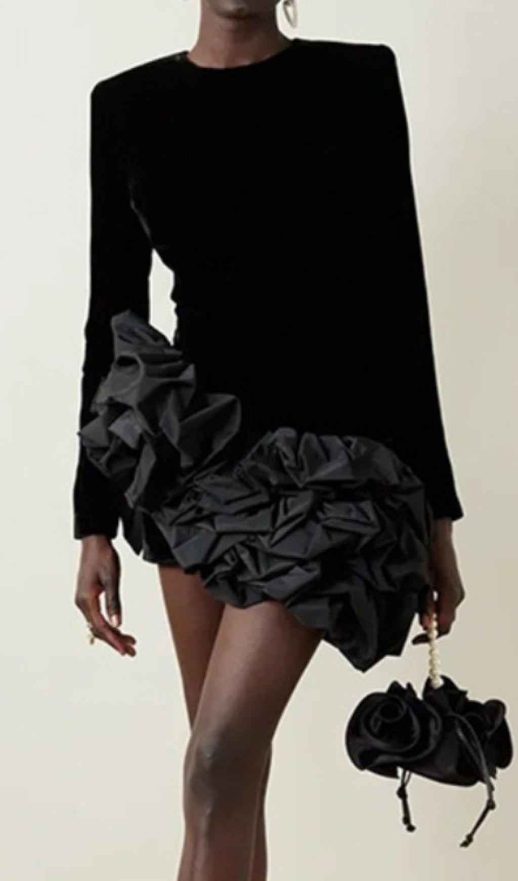 Baris Irregular Ruffle Hem Long Sleeve Mini Dress Flowering Girl