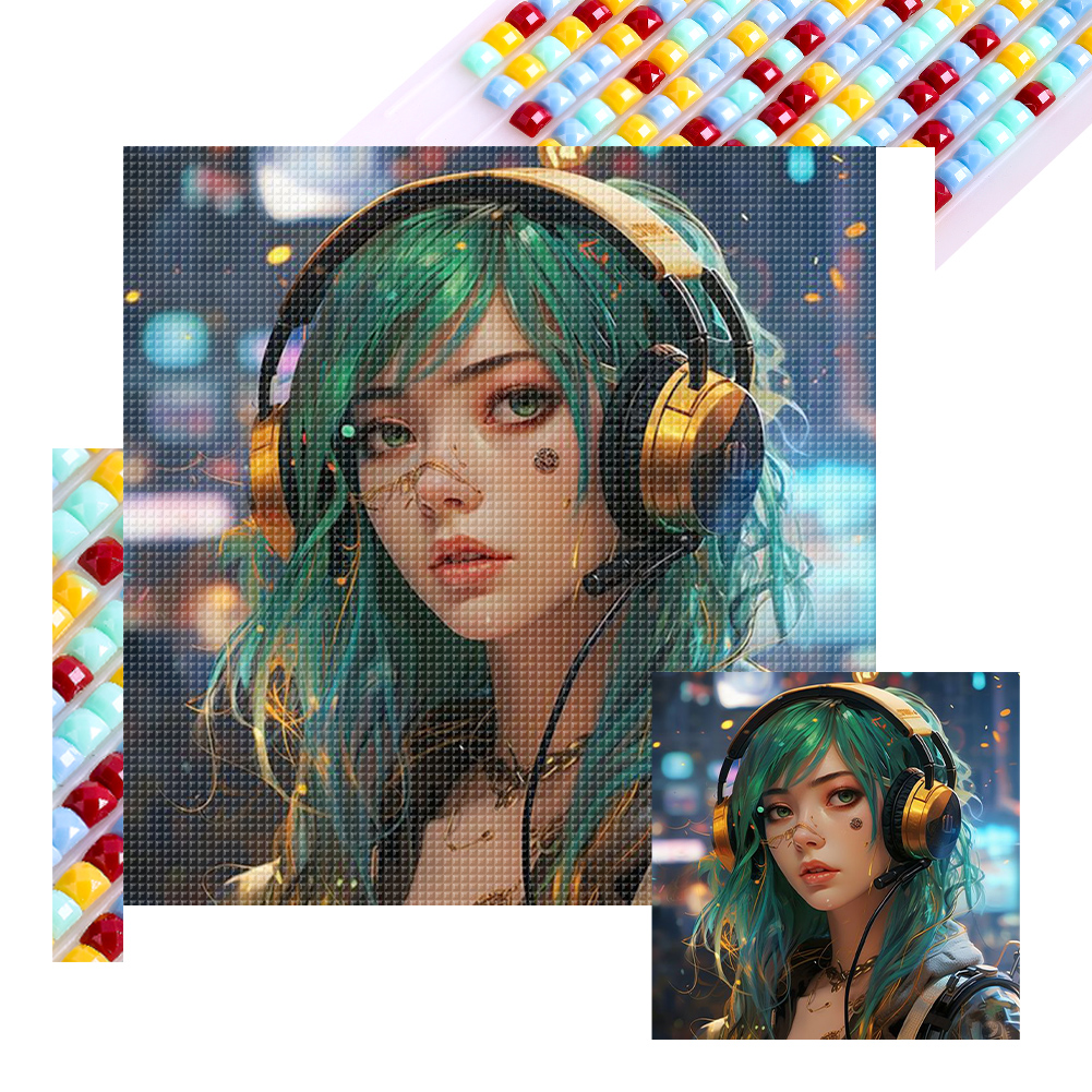 Music Trend Girl 40*40cm(picture) full square drill diamond painting