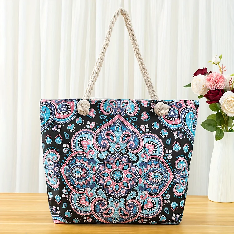 Stylish Beach Bag  - Sandproof, Waterproof & Pocket Zipper Tote