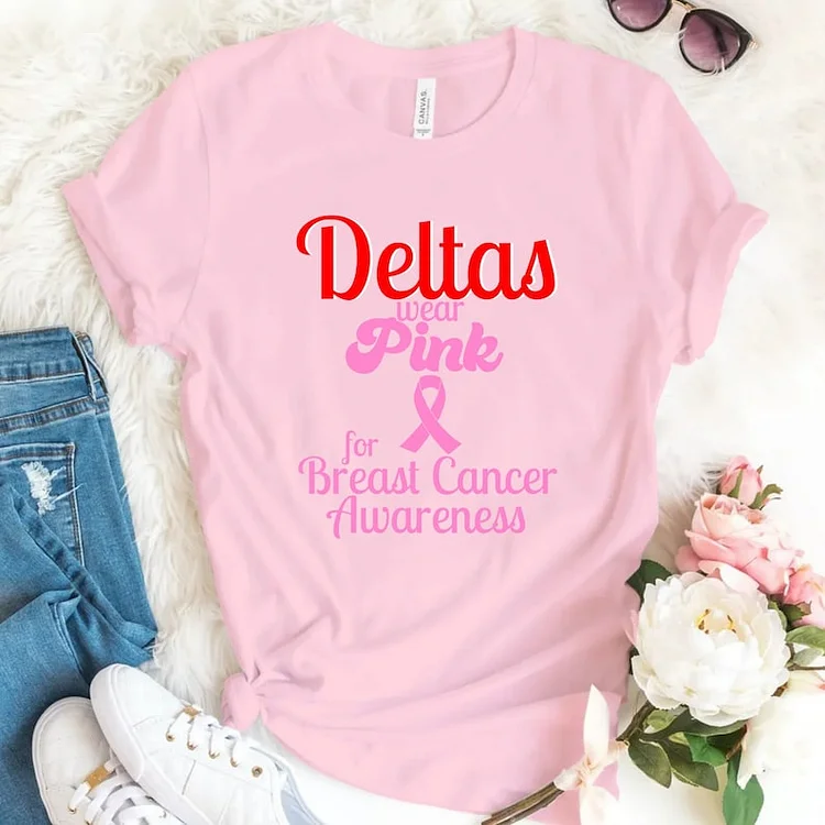Deltas Wear Pink for Breast Cancer Awareness Pink Ribbon shirt, Unisex Shirt!