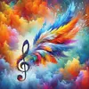 Colorful Musical Note Feather-11CT Stamped Cross Stitch 40*40cm/15.75*15.75in tapestrymarket