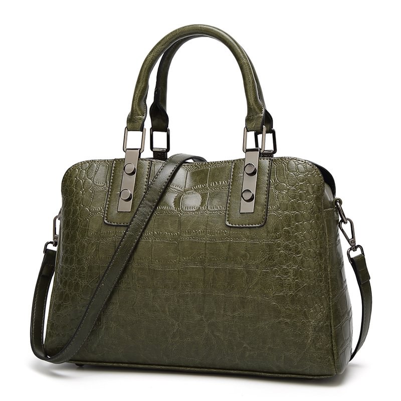 Crocodile Print Boston Bag