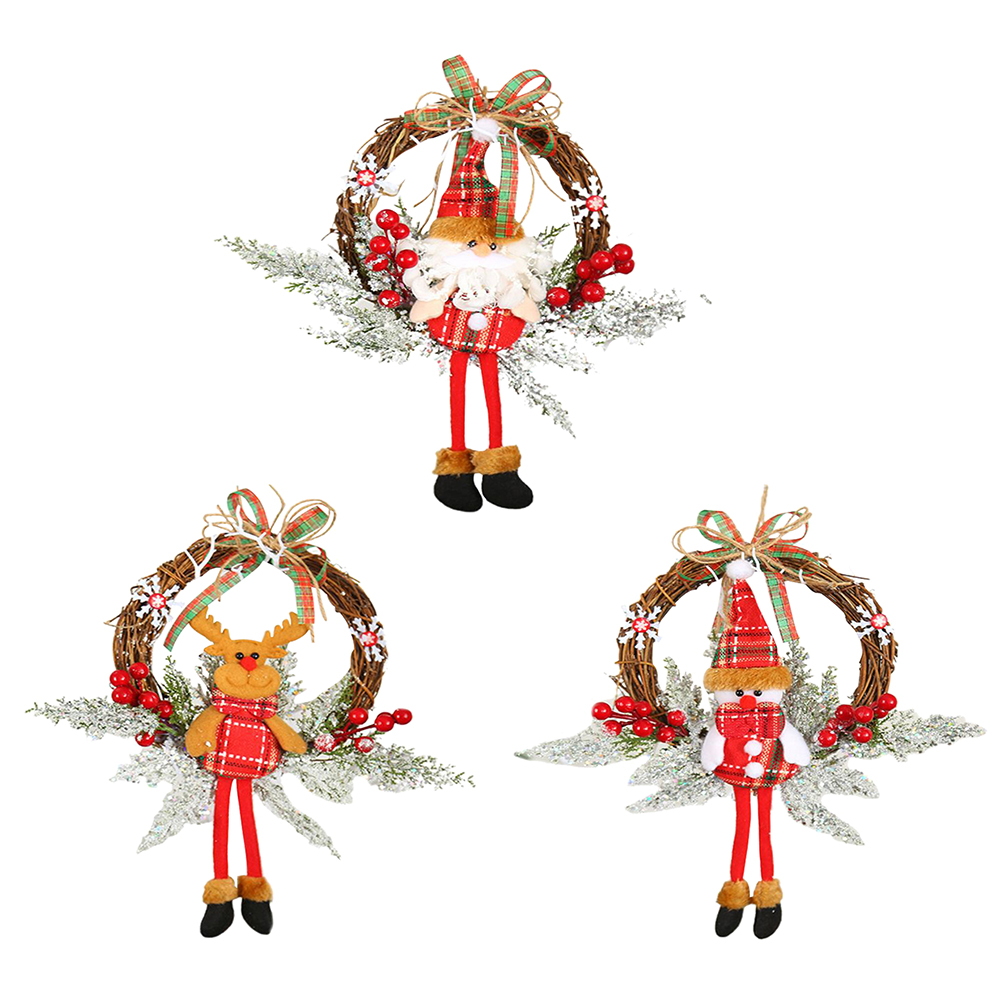 

Christmas Wreath Garland Front Door Hanging Party Flowers Wreath Pendant, Little dead branch wreath snowman, 501 Original