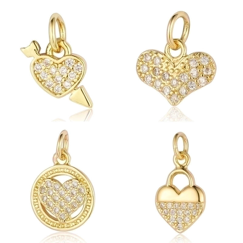 3 Pieces Sweet Pentagram Heart Shape Copper Plating Inlay Zircon 18k Gold Plated Charms Jewelry Accessories