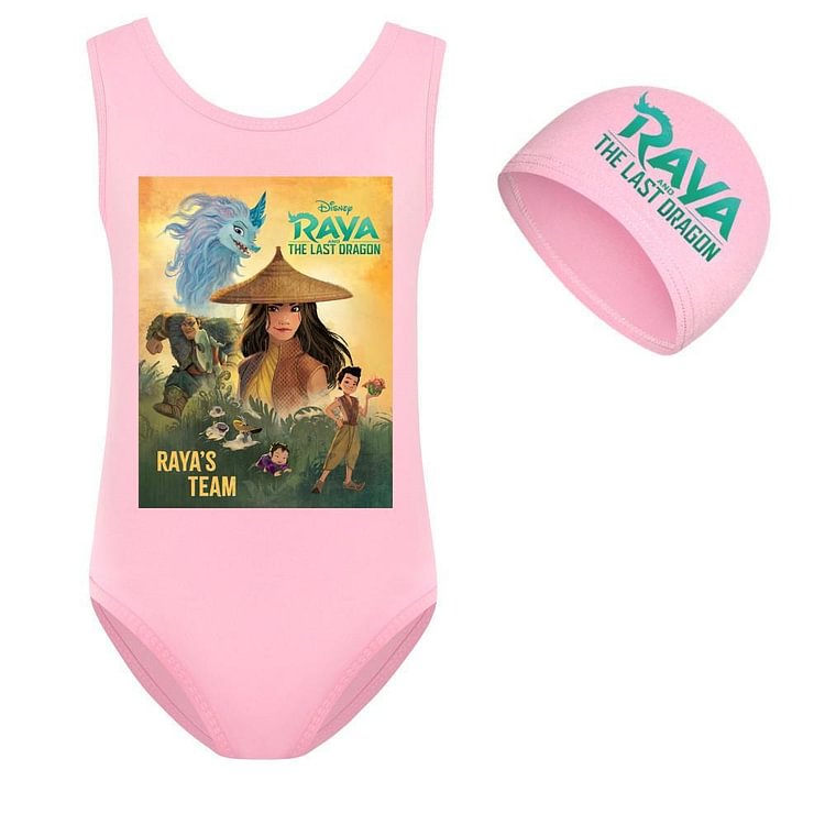 Raya And The Last Dragon Print Little Girls One Piece Beach Swimsuit-Mayoulove