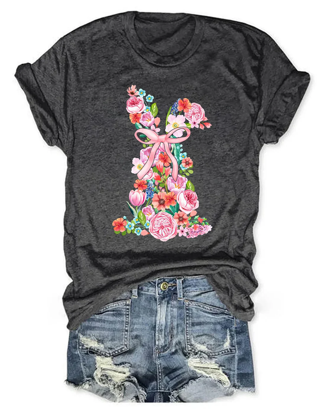 Watercolor Floral Easter Bunny T-shirt