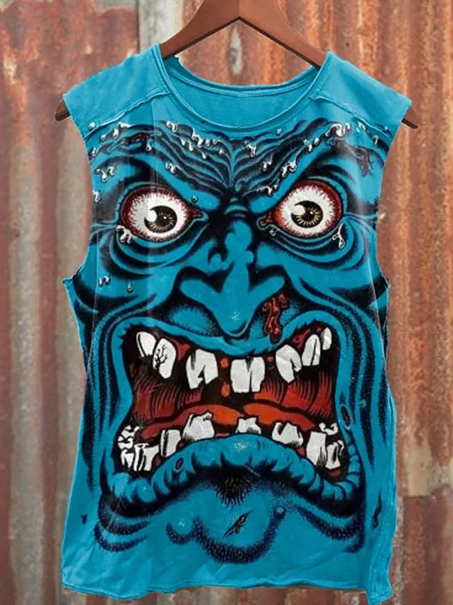 Teecade Teecade Unisex Cartoon Art Illustration Print Casual Tank Top