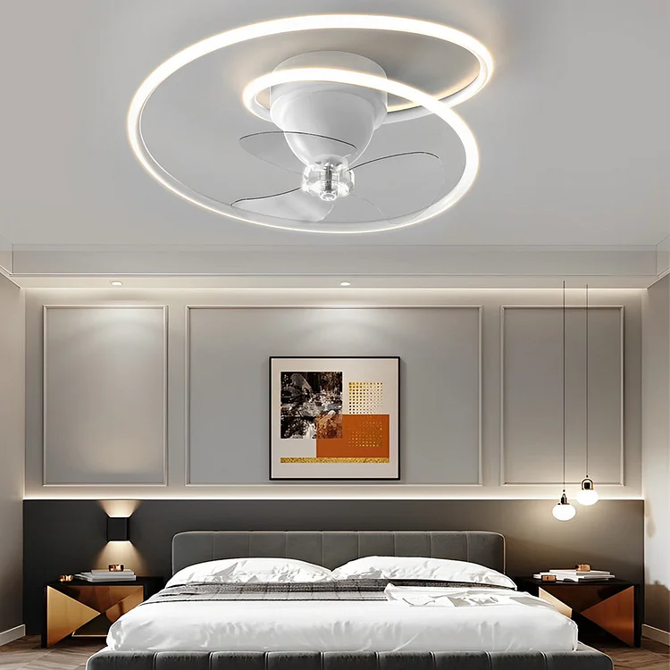 Smart 360° Rotating LED Stepless Dimming Timing Modern Ceiling Fans Light - Appledas