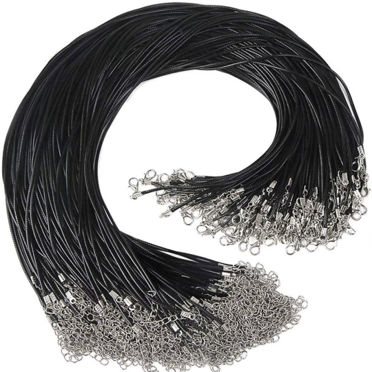 1.5mm Handmade Black Waxed wire chain Adjustable Braided Rope Necklaces & Pendant Charms Findings Lobster Clasp String Cord Fit Diy Jewelry