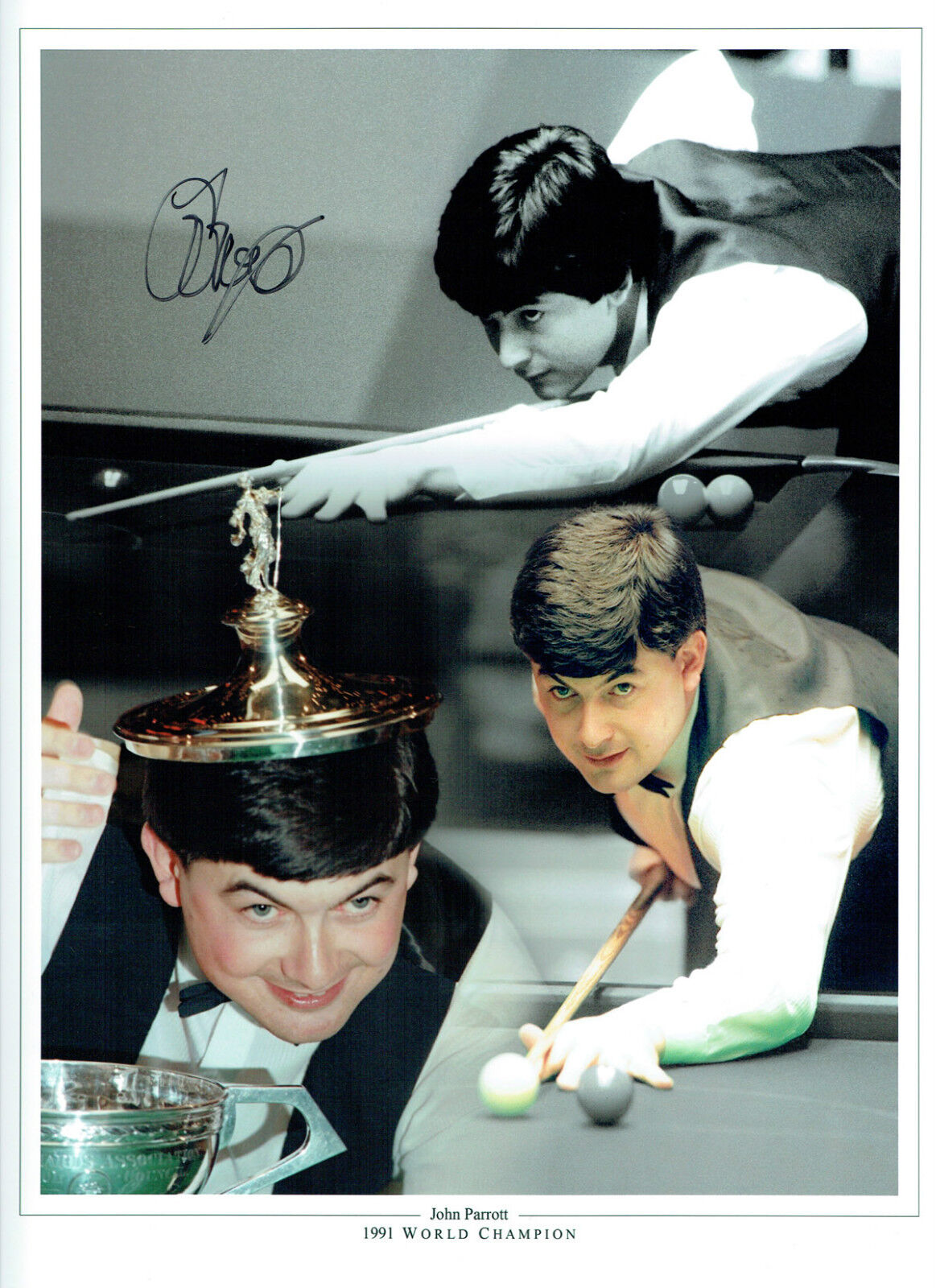 John PARROTT Signed Autograph 16x12 SNOOKER Montage Photo Poster painting AFTAL COA