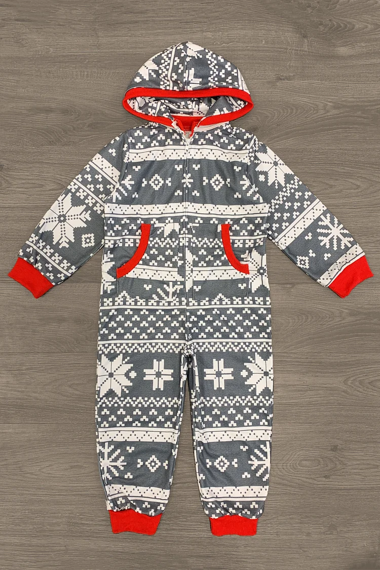 Gray & Red Nordic Onesie Family Pajamas - AND PET BANDANA!