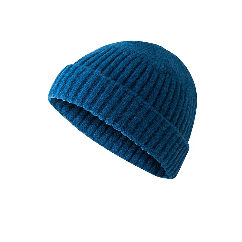 Men's & Women's Warm Plain Knitted Melon Leather Hat、、URBENIE