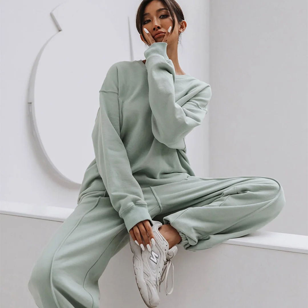 Women's Long-sleeved Trousers Loose Sports Sweatshirt Set Sportswear
