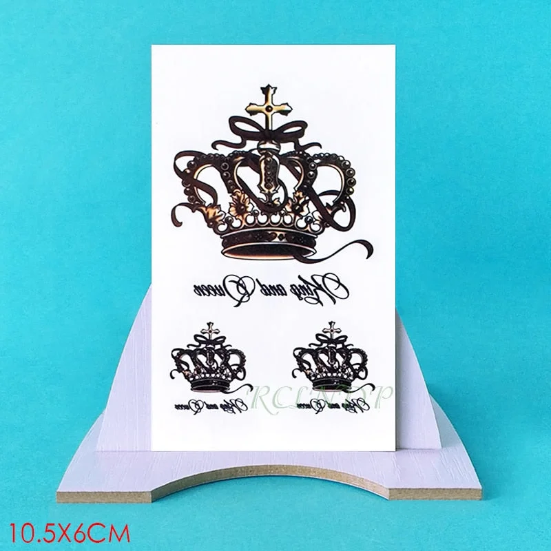 Waterproof Temporary Tattoo Sticker crown cross letter black tatto flash tatoo fake tattoos for men women