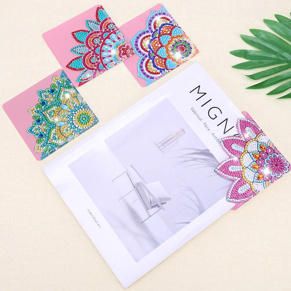 8pcs Mandala DIY Page Book Marks Handmade 5D Triangle for Beginner Adults Kids