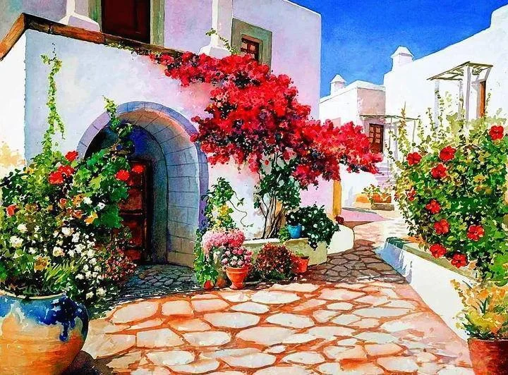 Paint By Numbers Kits UK For Adult Greece Santorini SQ3667
