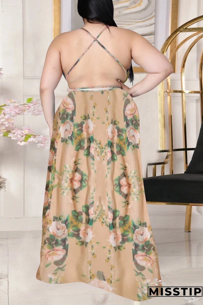 Spaghetti Straps Plus Size Open Back Dress
