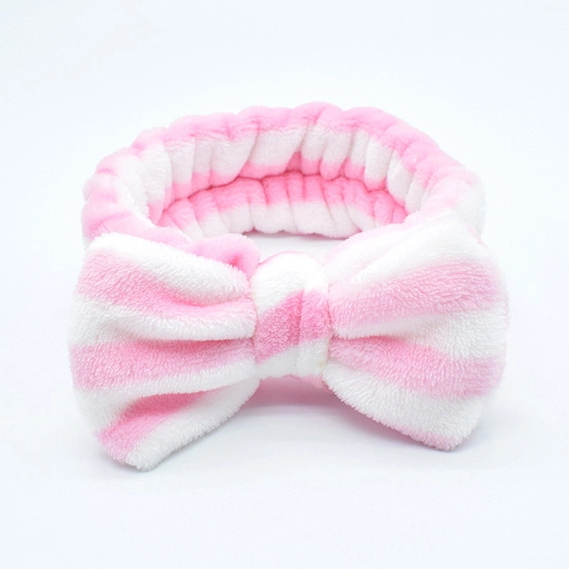 Fashion Stripe Polka Dots Flannel Bowknot Hair Band 1 Piece