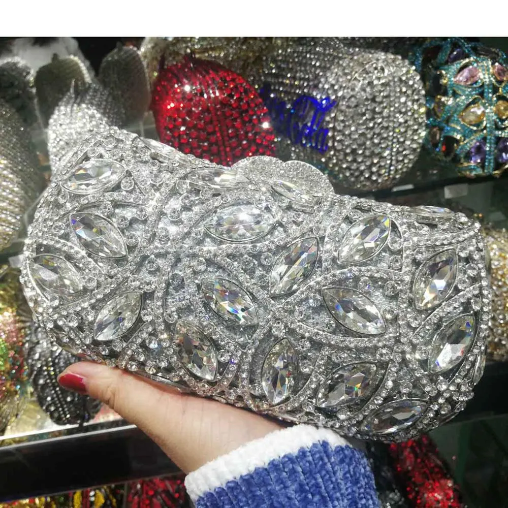 Luxury Fashion emerald Crystal Evening Bags for Big Stone purple diamante Clutch Bags Party Wedding Bridal Purse Handbags SM15