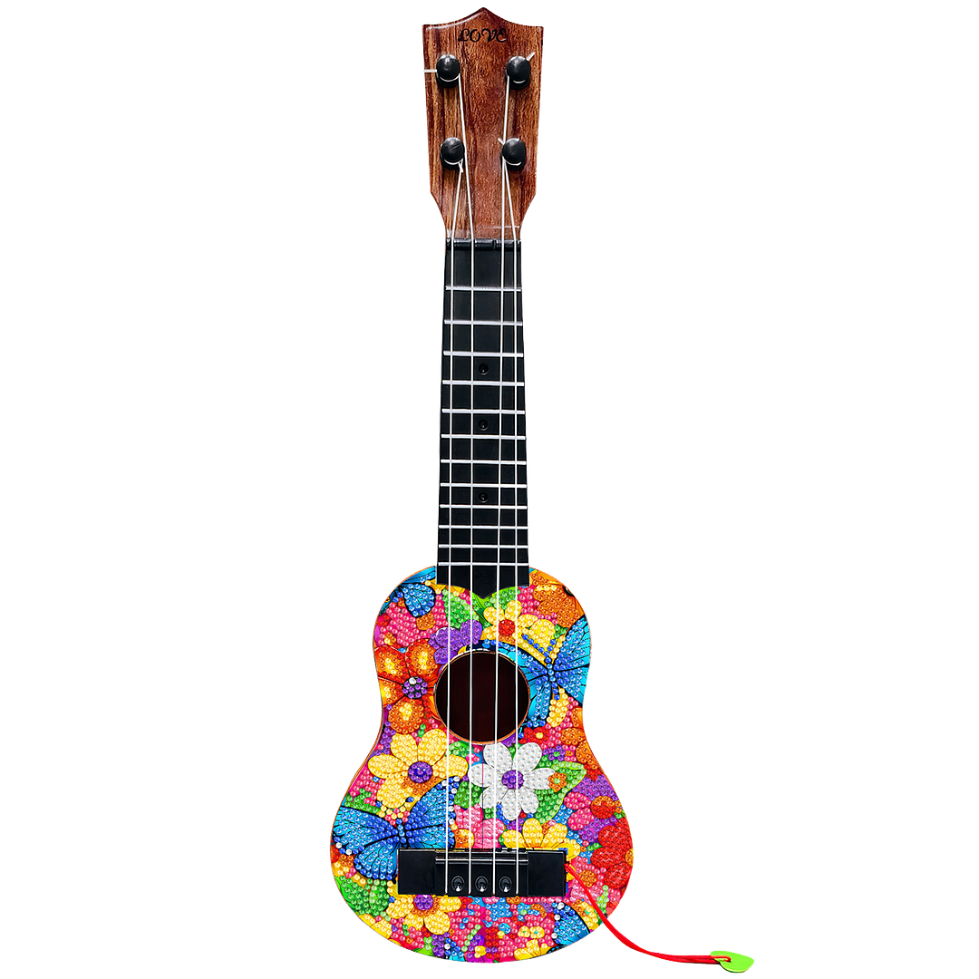 DIY Wooden Guitar Diamond Art Ornament Unique for Musicians (Flower Butterfly)