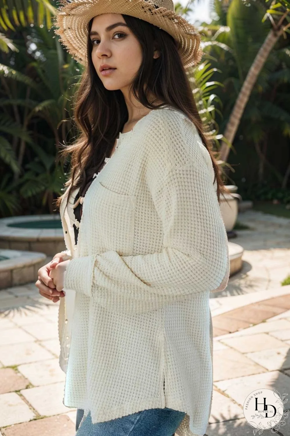 deep v neck long sleeve knitted sweater