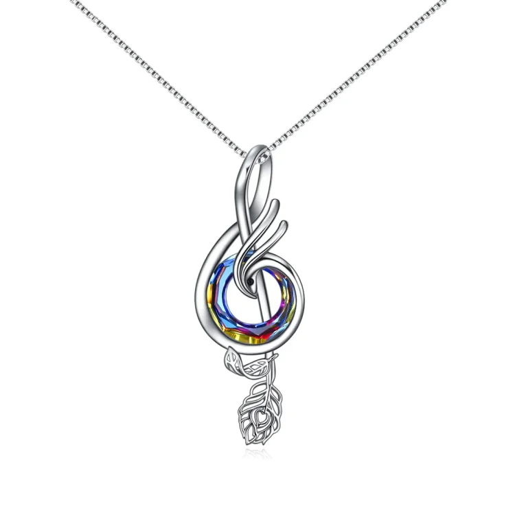 For Self - S925 The Fire inside me Burns Brighter  than the Fire around Me Musical Notes Phoenix Necklace