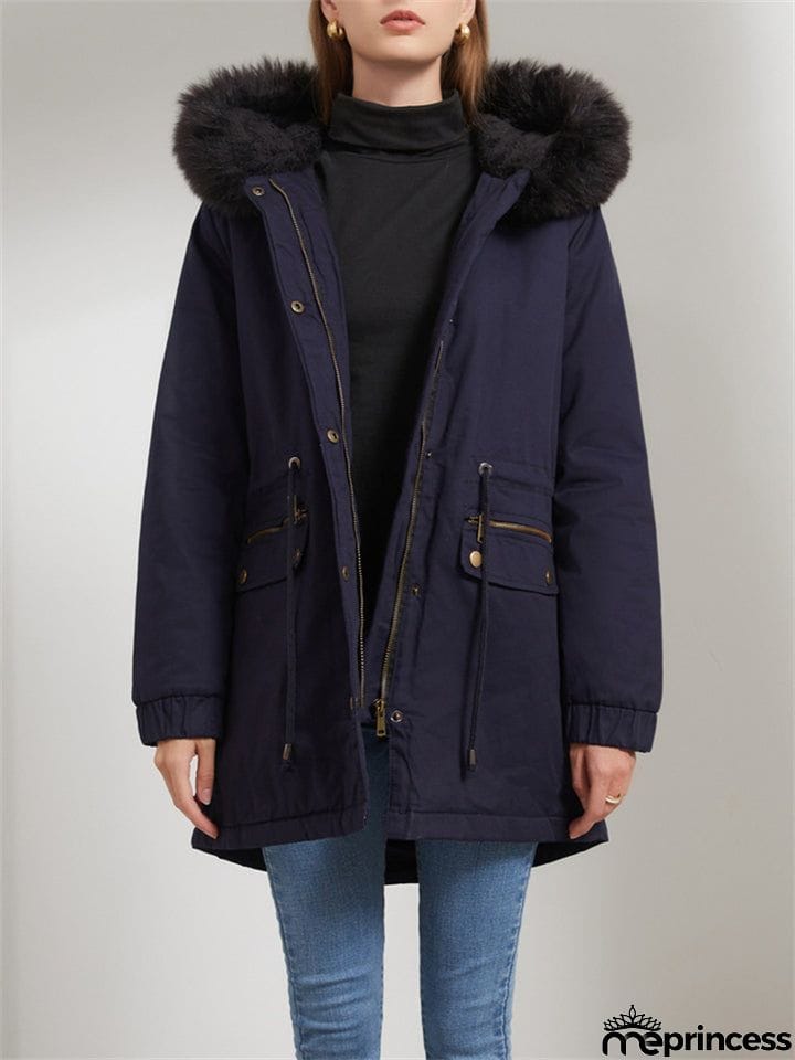 Women's Fleece Hooded Extra Warm Thicken Parka Coats