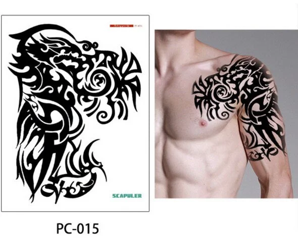 Large size temporary tattoo on chest body arm shoulder cool fake tattoos water transfer tattoo for men big 32*24cm tatto sticker