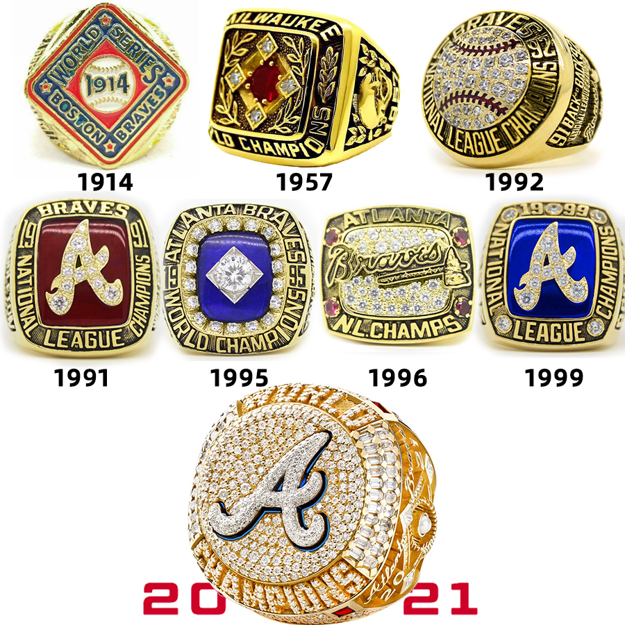 Fans custom-MLB Atlanta Braves Championship Ring Set of 8