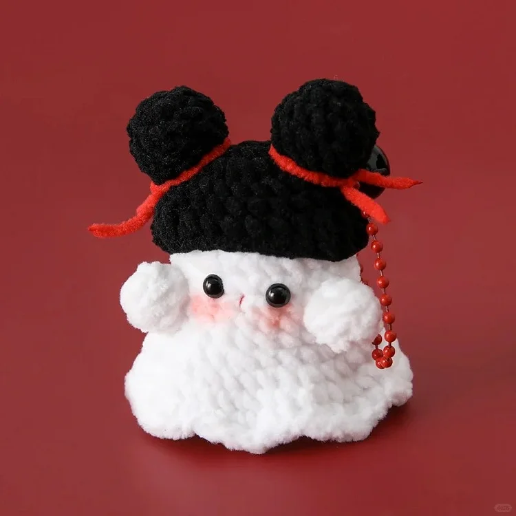 Lulusnow Handmade Black Halloween Amigurumi Ghost Black Hat  Crochet Key Chain Bag Accessories