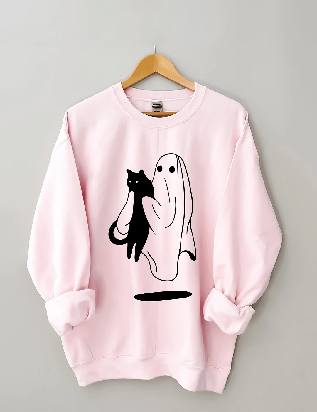 Ghost Carrying Black Cat Halloween Sweatshirt