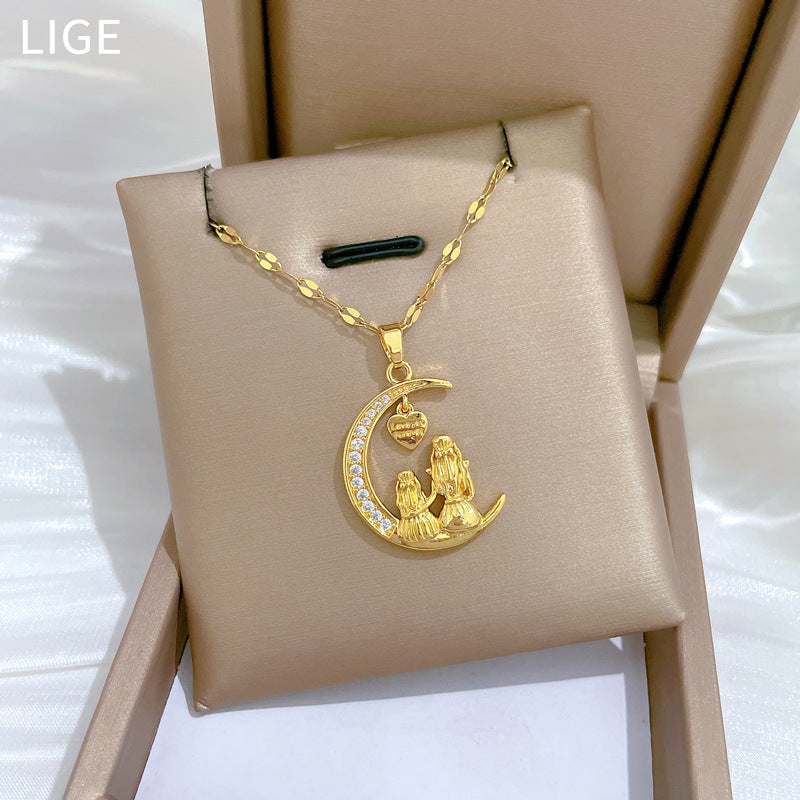 Moon Geometric Stainless Steel Stainless Steel Necklaces