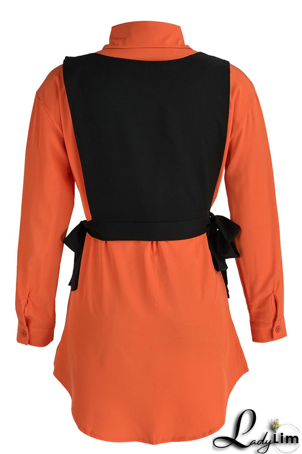 Light Blue Casual Simplicity Solid Patchwork Buckle Turndown Collar Long Sleeve Two Pieces