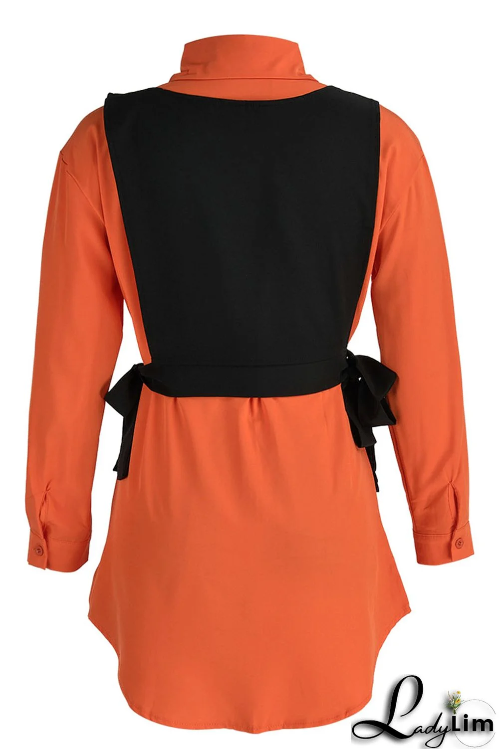 Light Blue Casual Simplicity Solid Patchwork Buckle Turndown Collar Long Sleeve Two Pieces