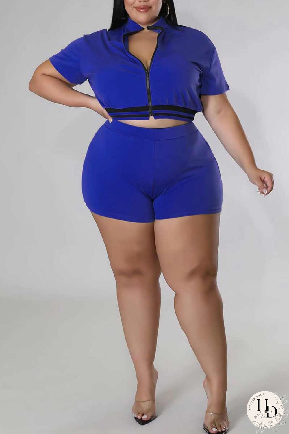 Red Casual Solid Patchwork Zipper Plus Size Two Pieces