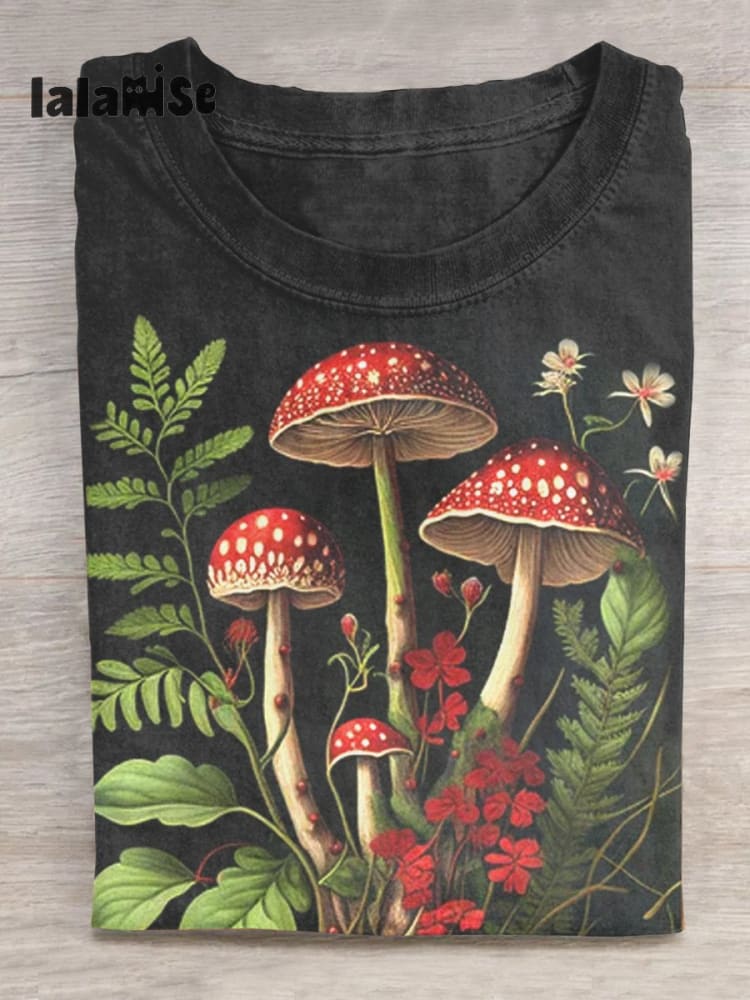 Botanical Mushrooms Witchcraft Art T - Shirt Colorful / S