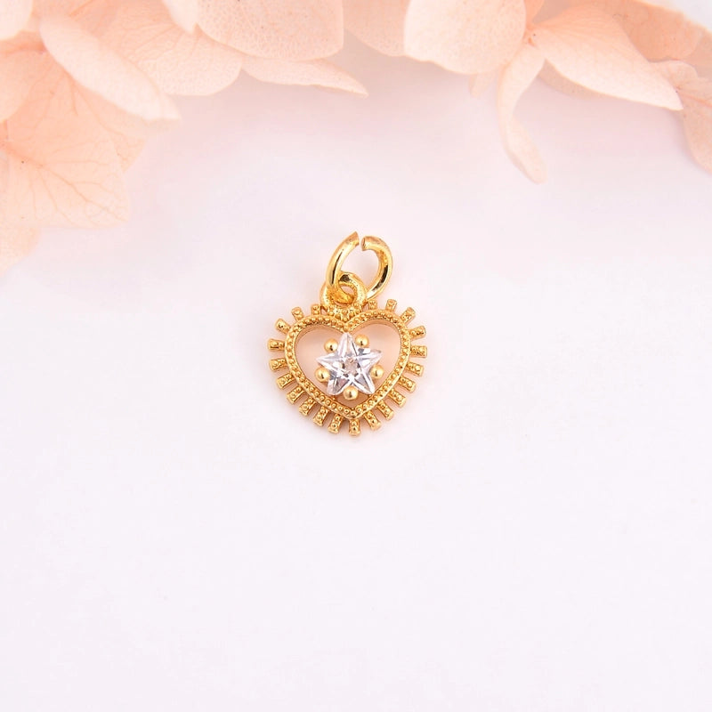 5 PCS/Package Hole 1~1.9mm Copper Zircon 18K Gold Plated Star Heart Shape Jewelry Accessories Pendant