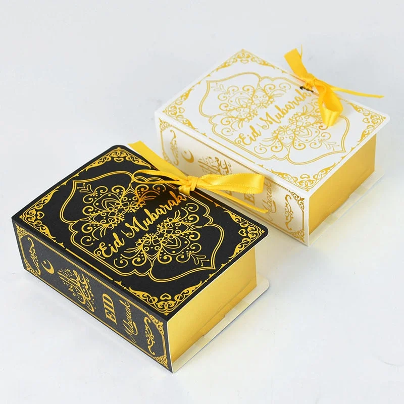 5Pcs Book Shape Eid Mubarak Chocolate Candy Boxes Ramadan Decor Gift Packaging Box Islamic Muslim Festival Party Supplies