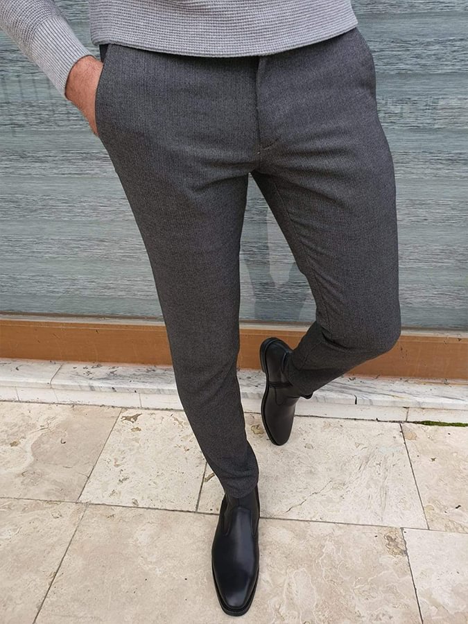 Men's Casual Dark Gray Trousers