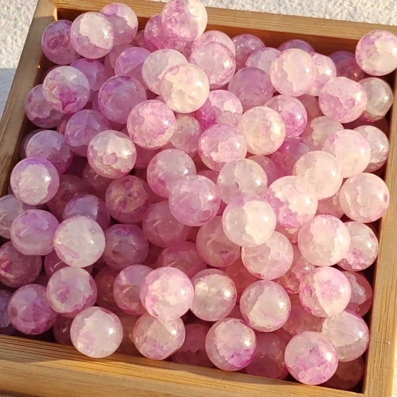 New 8/10mm Water Dyed Protein Jade Broken New Chinese Style Gold Sprinkling Glass Bead DIY Bracelet Ornament Straight Hole Beads Loose Beads