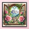 【Limited Stock Sale】Windows And Flowers-11CT Stamped Cross Stitch 50*50cm/19.69*19.69in