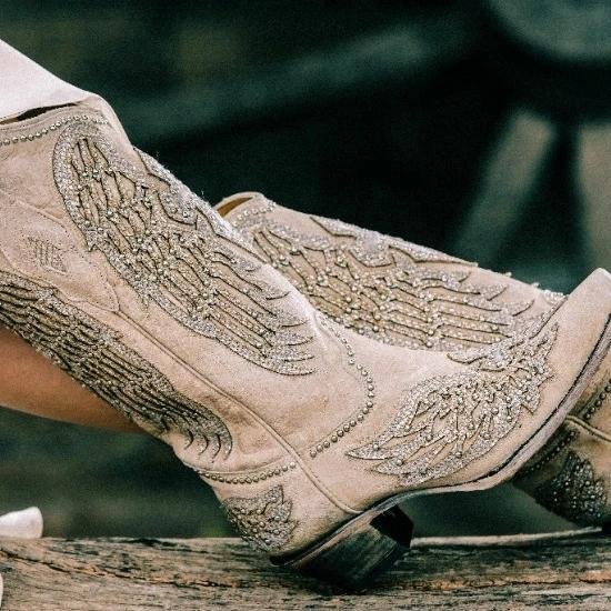 Women's Glitter Inlaid Wings Boots -boots