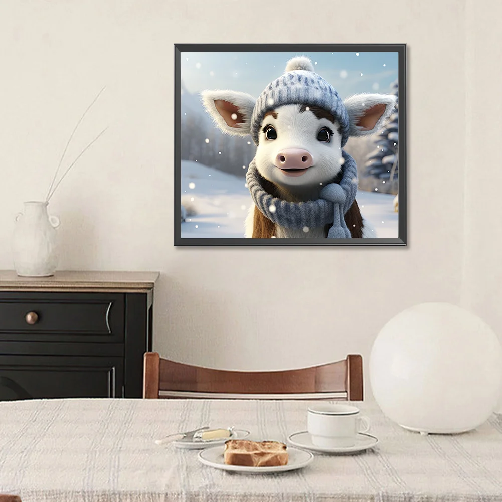Diamond Painting - Full Round Drill - Winter Cow(Canvas|35*30cm)