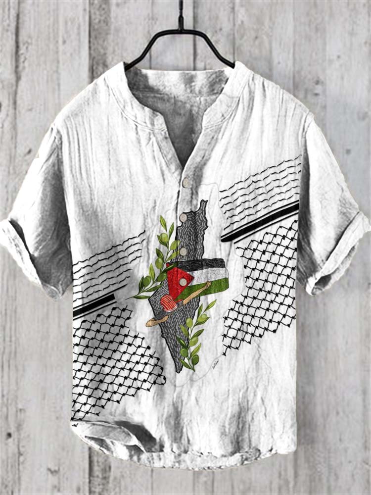 Hope Peace Forever Linen V-Neck Shirt wearshes