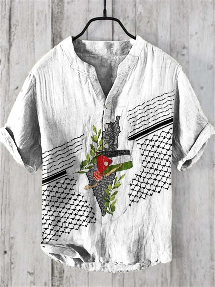 Hope Peace Forever Linen V-Neck Shirt